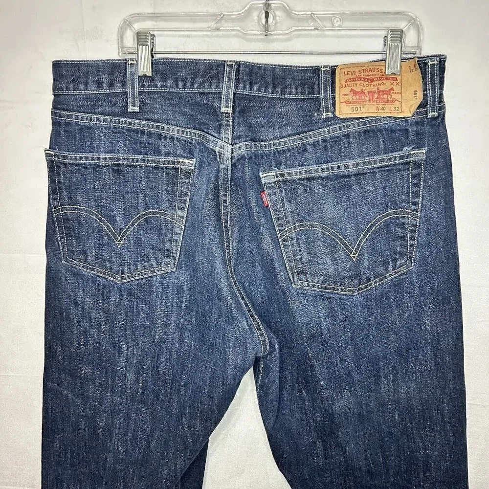 Levis 501 Jeans Regular Button Fly Straight Leg Denim Tag: 40x32 Actual: 38x30